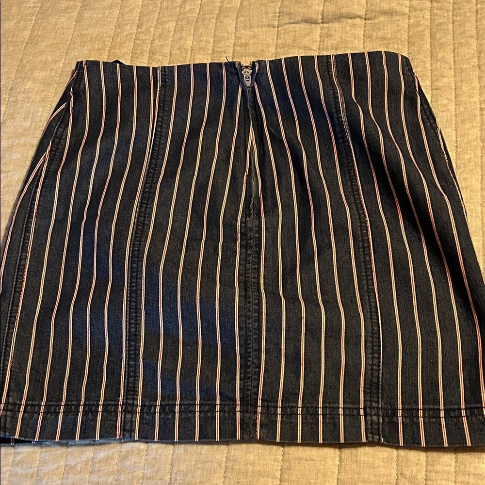 Others Follow Navy and Red/White Striped Mini Jean Skirt - Picture 2 of 3